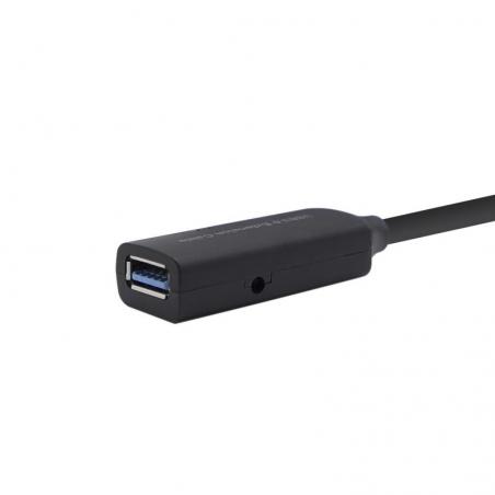 Cable Alargador USB 3.0 con Amplificador Aisens A105-0409/ USB Macho - USB Hembra/ 15m/ Negro