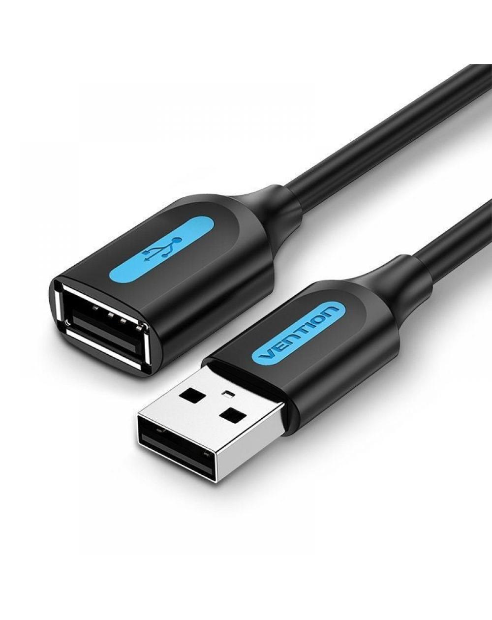 Cable Alargador USB 2.0 Vention CBIBH/ USB Macho - USB Hembra/ 2m/ Negro