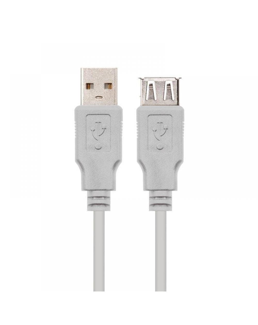 Cable Alargador USB 2.0 Nanocable 10.01.0202/ USB Macho - USB Hembra/ 1m/ Beige