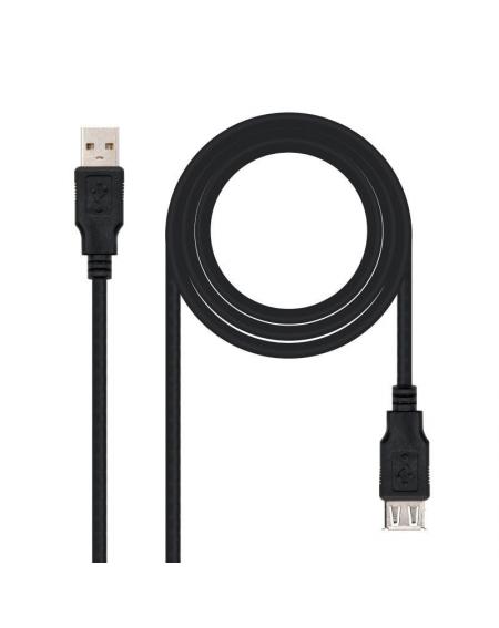 Cable Alargador USB 2.0 Nanocable 10.01.0202-BK/ USB Macho - USB Hembra/ 1m/ Negro
