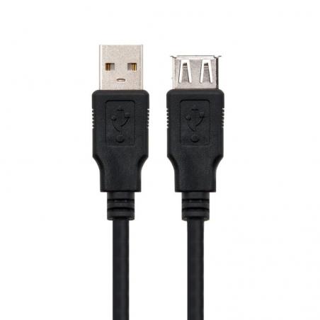 Cable Alargador USB 2.0 Nanocable 10.01.0202-BK/ USB Macho - USB Hembra/ 1m/ Negro