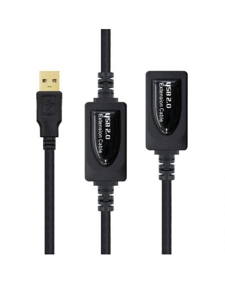 Cable Alargador USB 2.0 Nanocable 10.01.0213/ USB Macho - USB Hembra/ 15m/ Negro