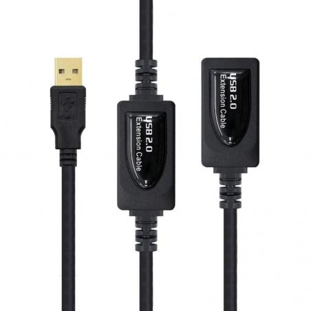 Cable Alargador USB 2.0 Nanocable 10.01.0213/ USB Macho - USB Hembra/ 15m/ Negro