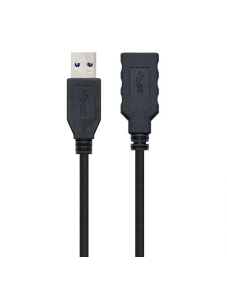 Cable Alargador USB 3.0 Nanocable 10.01.0901-BK/ USB Macho - USB Hembra/ 1m/ Negro