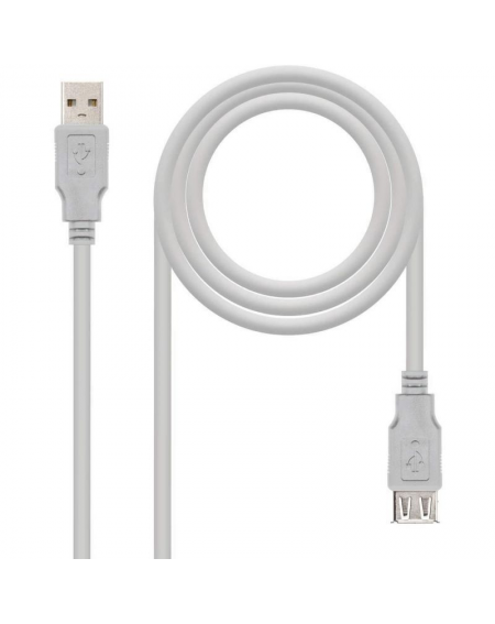 Cable Alargador USB 2.0 Nanocable 10.01.0204/ USB Macho - USB Hembra/ 3m/ Beige