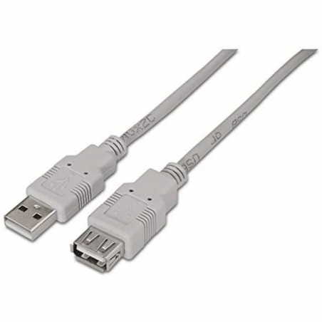 Cable Alargador USB 2.0 Nanocable 10.01.0204/ USB Macho - USB Hembra/ 3m/ Beige