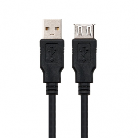 Cable Alargador USB Nanocable 10.01.0204-BK/ USB Macho - USB Hembra/ 3m/ Negro