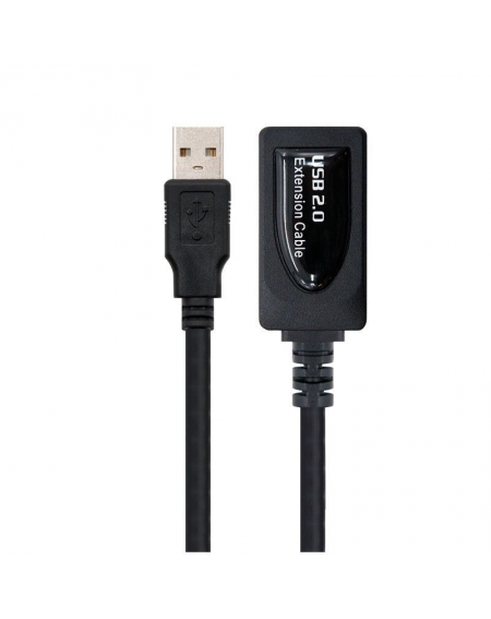 Cable Alargador USB 2.0 Nanocable 10.01.0211/ USB Macho - USB Hembra/ 5m/ Negro