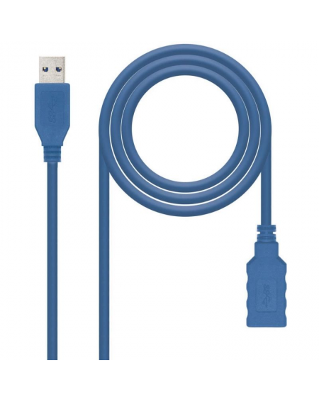 Cable Alargador USB 3.0 Nanocable 10.01.0901/ USB Macho - USB Hembra/ 1m/ Azul