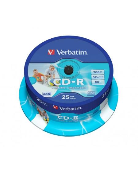 CD-R Verbatim AZO Imprimible 52X/ Tarrina-25uds