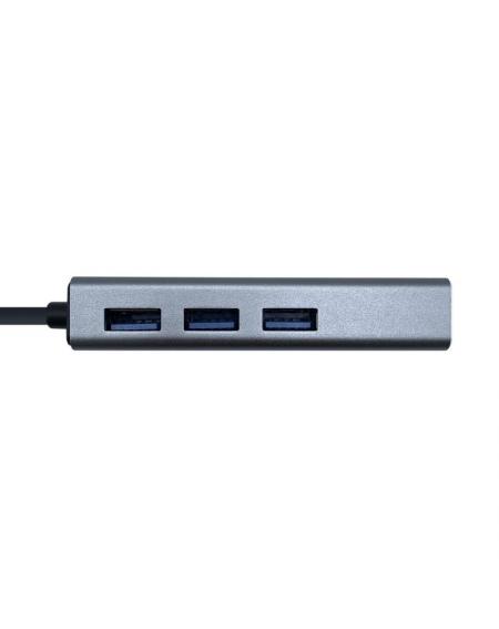 Hub USB 3.0 Tipo-C Aisens A109-0396/ 3 Puertos USB Tipo-C/ 1 RJ45/ Gris - Imagen 2