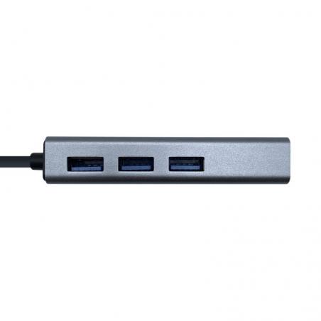 Hub USB 3.0 Tipo-C Aisens A109-0396/ 3 Puertos USB Tipo-C/ 1 RJ45/ Gris - Imagen 2