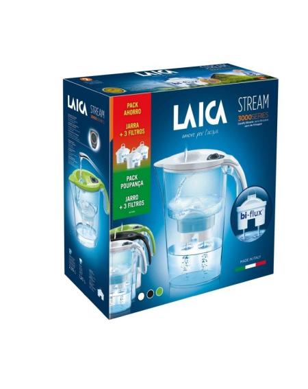 Pack Jarra Filtrante Laica Stream Line/ 2.3L/ Blanca/ Jarra + 3 Filtros BI-FLUX