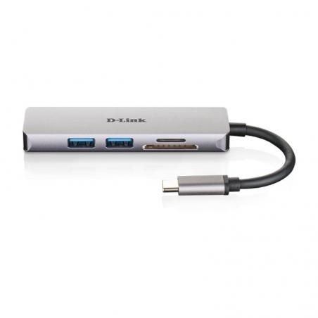 Hub USB 3.0 Tipo-C D-Link DUB-M530/ 2 Puertos USB/ 1 HDMI/ 1 Lector Tarjetas SD/ Gris - Imagen 1