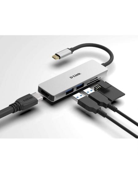 Hub USB 3.0 Tipo-C D-Link DUB-M530/ 2 Puertos USB/ 1 HDMI/ 1 Lector Tarjetas SD/ Gris - Imagen 2