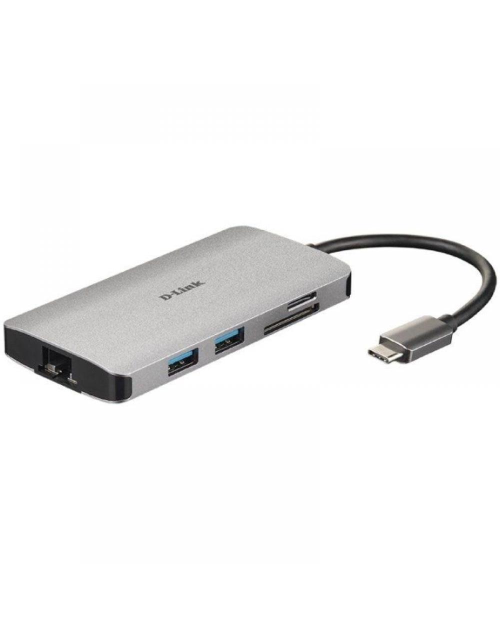 Hub USB Tipo-C D-Link DUB-M810/ 3 Puertos USB 3.0/ 1 Thunderbolt/ 1 HDMI/ 1 RJ45/ Gris - Imagen 1