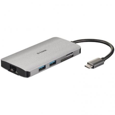 Hub USB Tipo-C D-Link DUB-M810/ 3 Puertos USB 3.0/ 1 Thunderbolt/ 1 HDMI/ 1 RJ45/ Gris - Imagen 1
