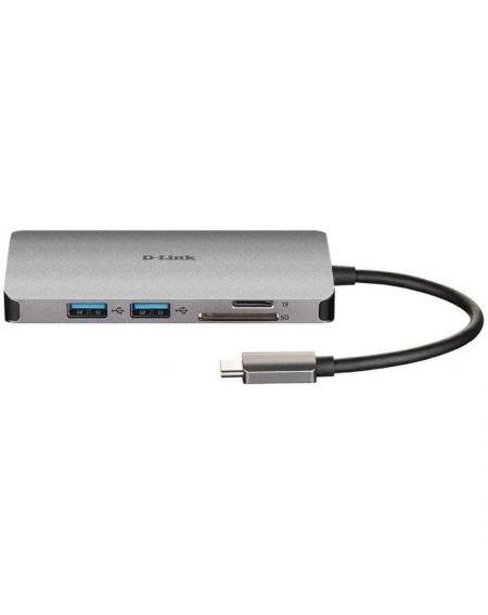 Hub USB Tipo-C D-Link DUB-M810/ 3 Puertos USB 3.0/ 1 Thunderbolt/ 1 HDMI/ 1 RJ45/ Gris - Imagen 2