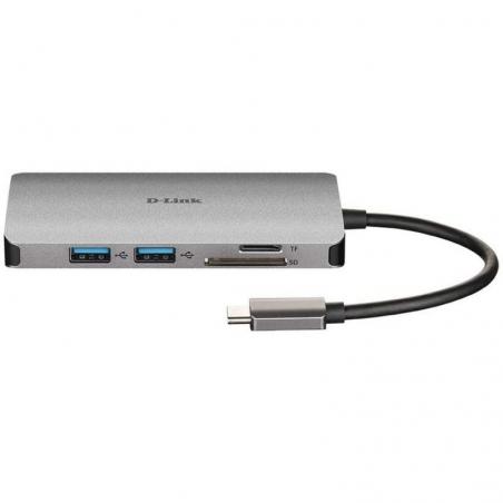 Hub USB Tipo-C D-Link DUB-M810/ 3 Puertos USB 3.0/ 1 Thunderbolt/ 1 HDMI/ 1 RJ45/ Gris - Imagen 2