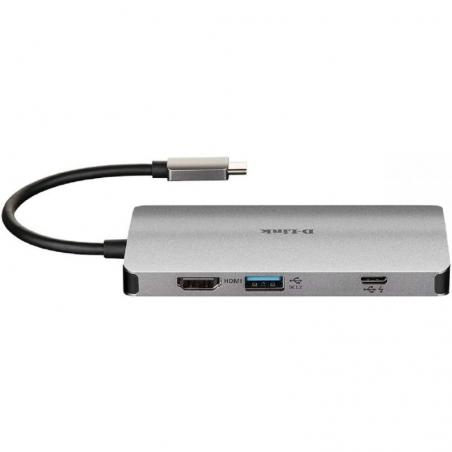 Hub USB Tipo-C D-Link DUB-M810/ 3 Puertos USB 3.0/ 1 Thunderbolt/ 1 HDMI/ 1 RJ45/ Gris - Imagen 3