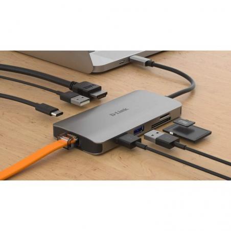 Hub USB Tipo-C D-Link DUB-M810/ 3 Puertos USB 3.0/ 1 Thunderbolt/ 1 HDMI/ 1 RJ45/ Gris - Imagen 5