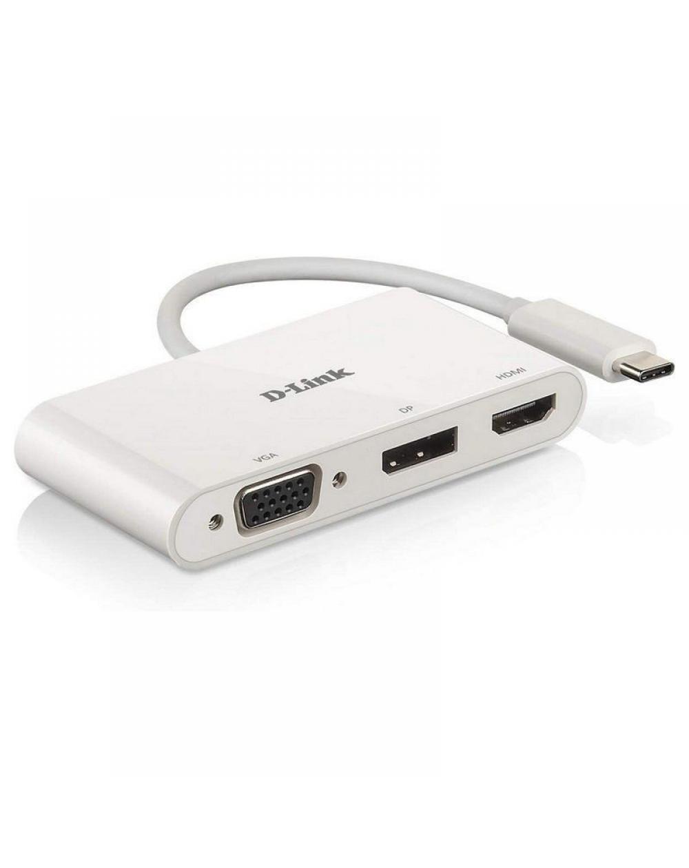Hub USB 2.0 D-Link DUB-V310/ 1 HDMI/ 1 Displayport/ 1 VGA/ Blanco - Imagen 1