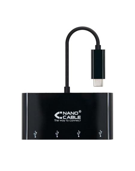 Hub USB 3.0 Tipo-C Nanocable 10.16.4401-BK / 4 Puertos USB 3.0 - Imagen 1