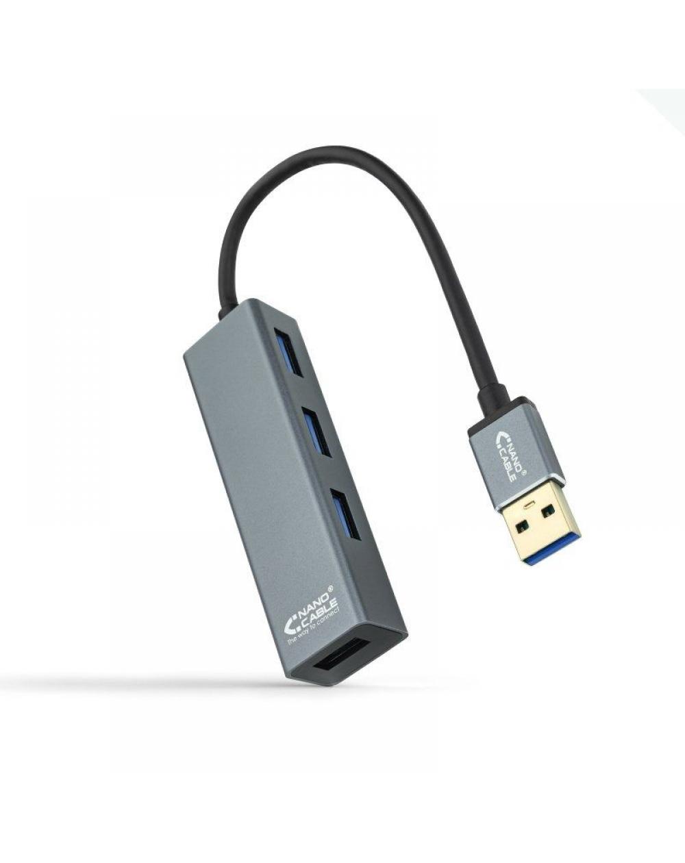 Hub USB 3.0 Nanocable 10.16.4402/ 4 Puertos USB/ Gris - Imagen 1