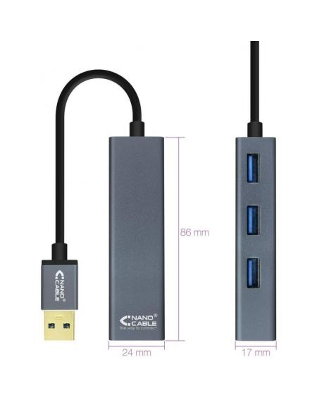 Hub USB 3.0 Nanocable 10.16.4402/ 4 Puertos USB/ Gris - Imagen 2