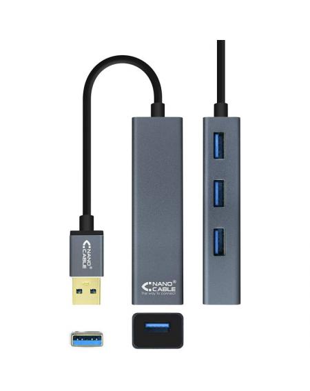 Hub USB 3.0 Nanocable 10.16.4402/ 4 Puertos USB/ Gris - Imagen 3