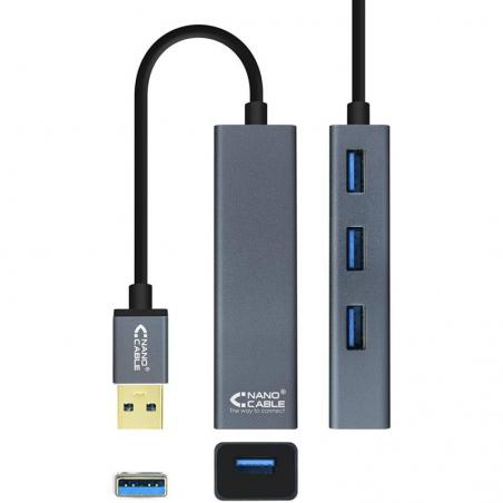 Hub USB 3.0 Nanocable 10.16.4402/ 4 Puertos USB/ Gris - Imagen 3