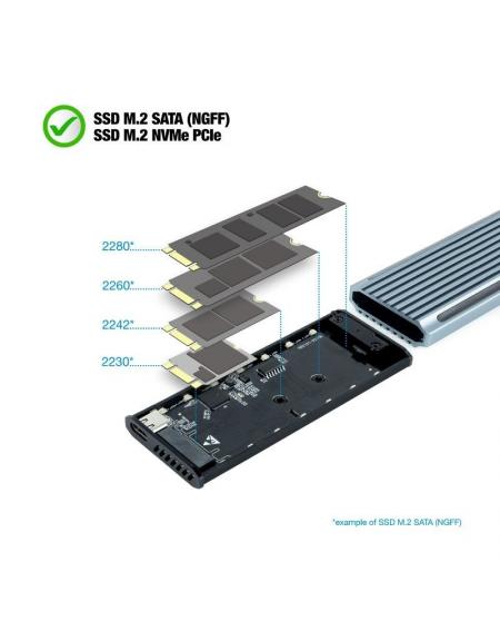 Caja Externa para Disco SSD M.2 NVMe TooQ TQE-2221G/ USB 3.1 Gen2/ Sin tornillos - Imagen 3