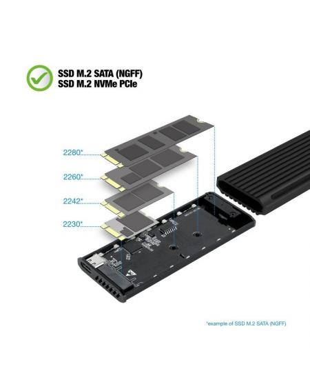 Caja Externa para Disco SSD M.2 NVMe TooQ TQE-2222B/ USB 3.1 Gen2/ Sin tornillos - Imagen 3