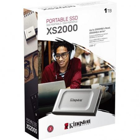 Disco Externo SSD Kingston SXS2000 1TB/ USB 3.2/ Plata