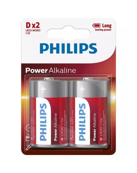 Pack de 2 Pilas D Philips LR20P2B/10/ 1.5V/ Alcalinas