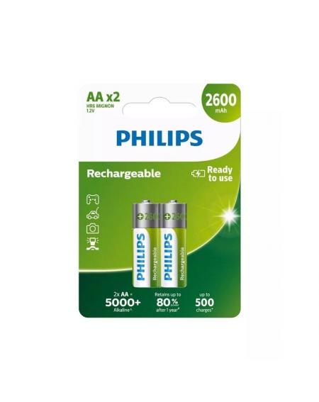Pack de 2 Pilas AA Philips R6B2A260/10/ 1.2V/ Recargables