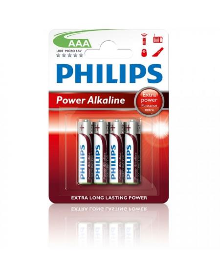 Pack de 4 Pilas AAA Philips LR03P4B/10/ 1.5V/ Alcalinas