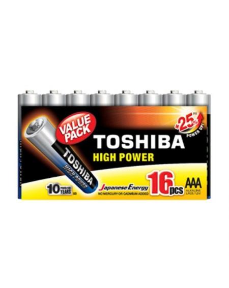 Pack de 16 Pilas AAA Toshiba High Power LR03/ 1.5V/ Alcalinas