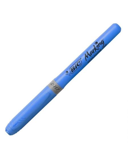 Caja de Marcadores Fluorescentes Bic Marking Highlighter Grip/ 12 unidades/ Azules
