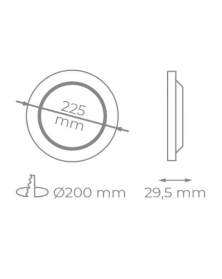 Downlight Iglux IG-54-18W-F/ Circular/ Ø225 x 29.5mm/ Potencia 18W/ 1720 Lúmenes/ 6000ºK/ Blanco