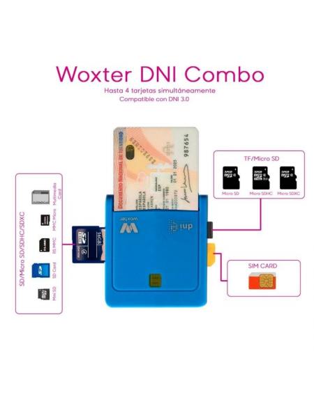 Lector de DNI y Tarjetas Woxter Combo PE26-146/ Azul/ USB 2.0 - Imagen 3