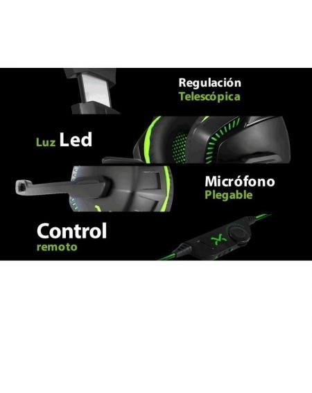 Auriculares Gaming con Micrófono Droxio Leyon/ Jack 3.5/ USB 2.0/ Verdes - Imagen 3