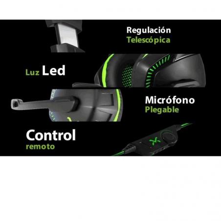 Auriculares Gaming con Micrófono Droxio Leyon/ Jack 3.5/ USB 2.0/ Verdes - Imagen 3