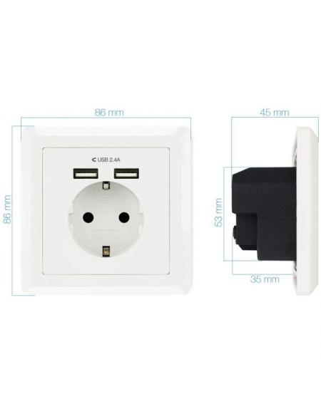 Roseta de Pared Nanocable 10.35.0010/ 1 Schuko/ 2 USB