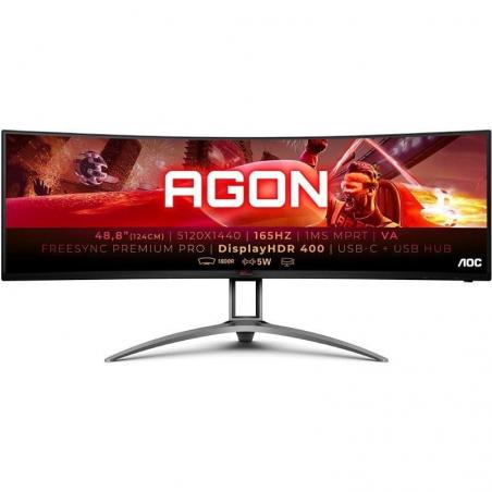 Monitor Gaming Ultrapanorámico Curvo AOC Agon AG493UCX2 48.8'/ Dual QHD/ 1ms/ 165Hz/ VA/ Multimedia/ Negro