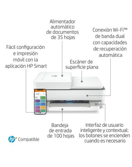 Multifunción HP Envy 6420e WiFi/ Fax Móvil/ Dúplex/ Blanca