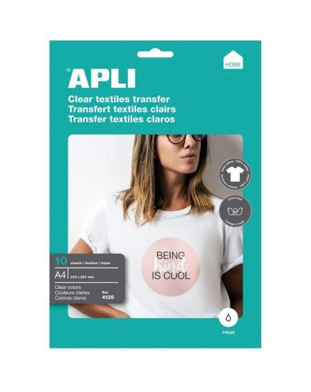 Papel Transfer Camisetas Apli 4128/ DIN A4/ 10 Hojas
