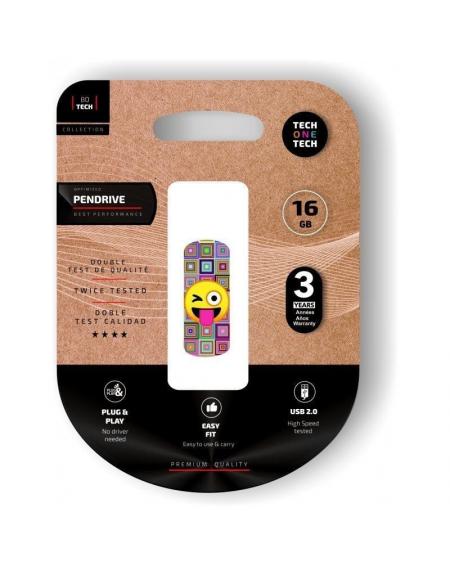 Pendrive 16GB Tech One Tech Emoji guiño USB 2.0