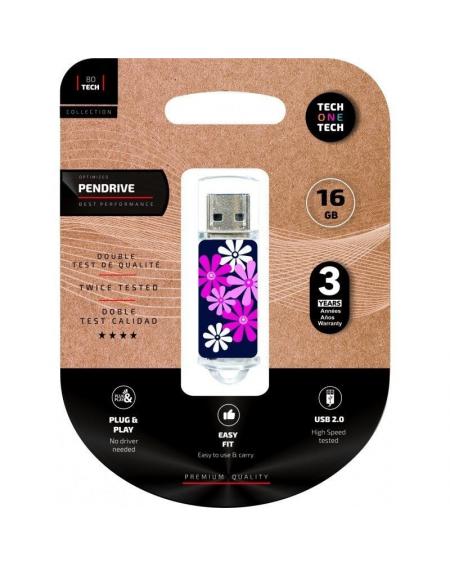 Pendrive 16GB Tech One Tech Flower Power USB 2.0