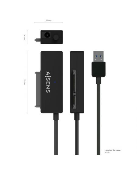 Adaptador para Discos Duros 2.5'/3.5' Aisens ASE-35A01B/ USB 3.0 - SATA/ con Alimentador